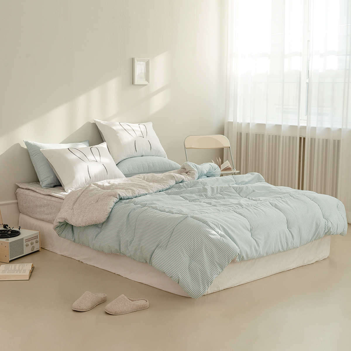 차렵이불 스트라이프 알러지케어 겨울 이불 사계절 먼지없는 침구