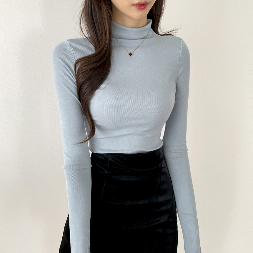 [퀄리티굿 기본템] 반목 반폴라 슬림핏 찰랑 부들 쫀쫀 베이직 긴팔 티셔츠 상세 이미지 16