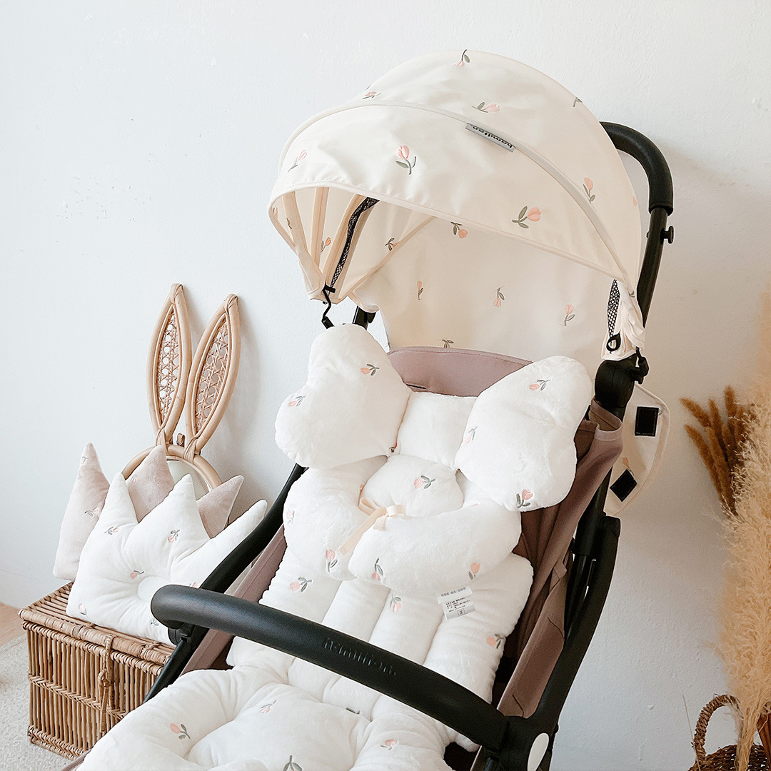 마롤로뜨 극세사 자수 유모차 라이너 시트 소프트 에어매쉬 카시트 엉따 싱싱올리브