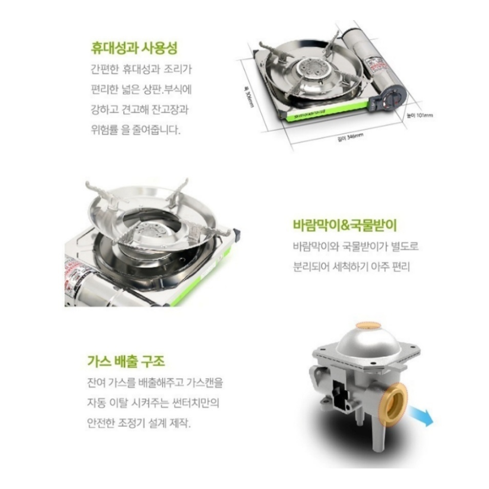 캠핑용 고화력버너 바람막이 슬림 가스버너 휴대용 가스레인지 썬터치 ST20000