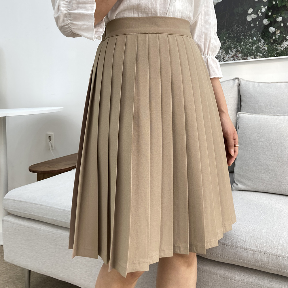 테니스 핀턱 주름 플리츠 미디 스커트
