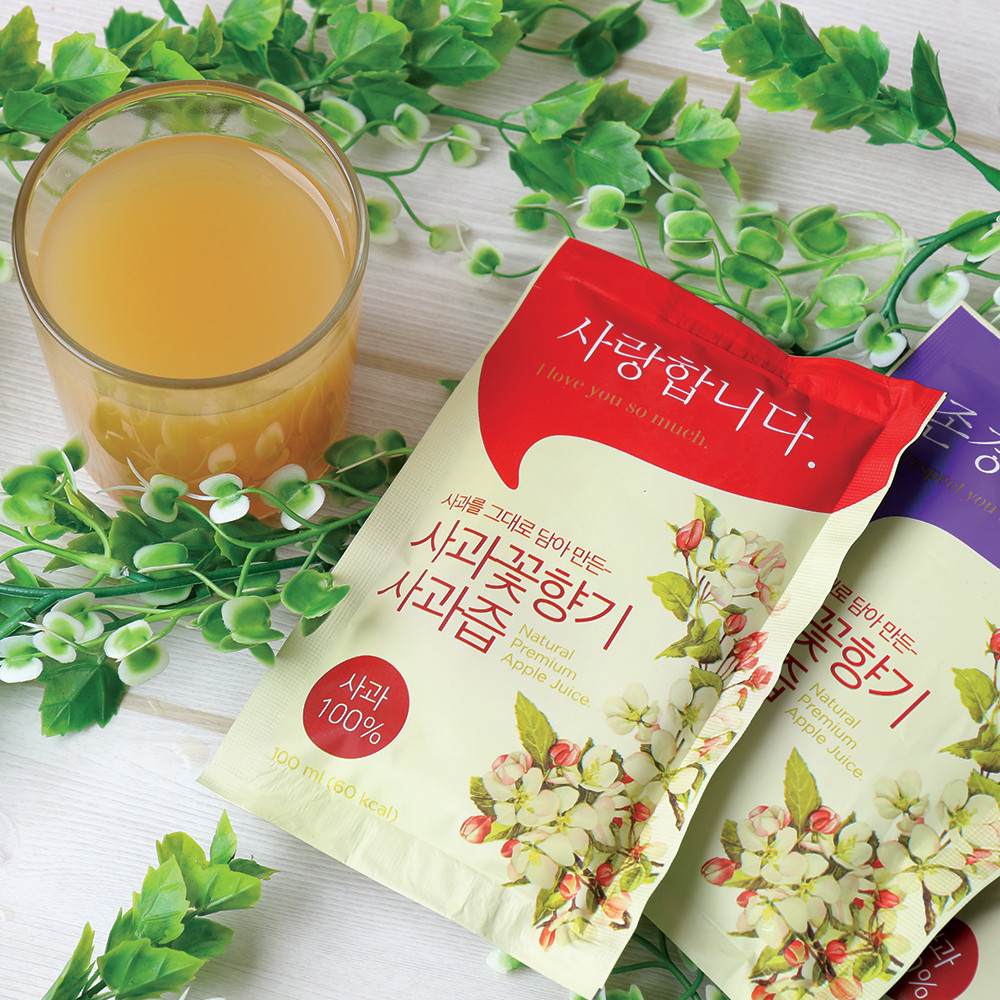 무설탕 꿀 사과즙 사과쥬스 청송사과 100% NFC착즙 꿀 사과즙 100mlx30개 가정용