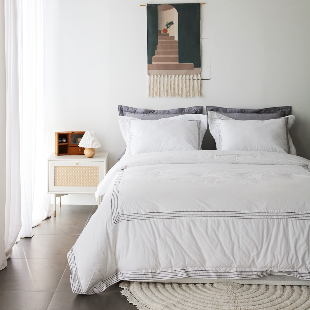 리눔아티카 신혼부부 순면 워싱 코튼 호텔 고급 차렵이불 베개 세트 퀸