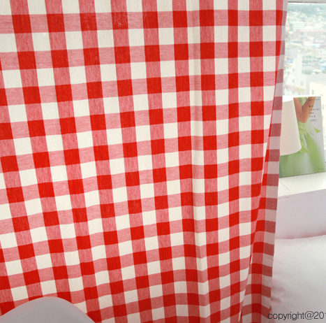 바이아미 레드 와인 체크 아이방 커튼