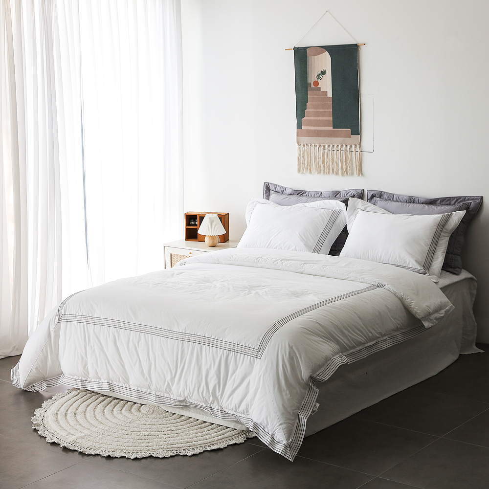 리눔아티카 신혼부부 순면 워싱 코튼 호텔 고급 차렵이불 베개 세트 퀸