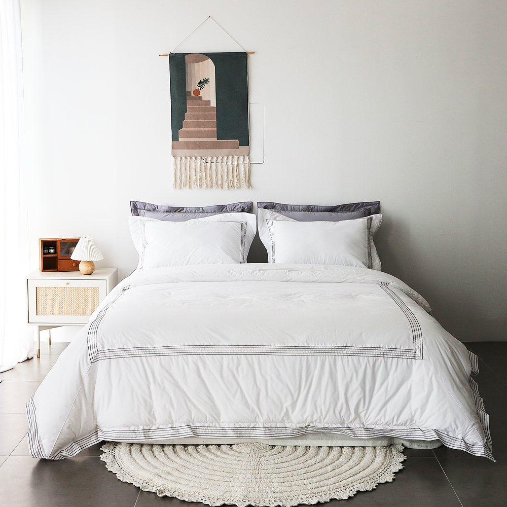 리눔아티카 신혼부부 순면 워싱 코튼 호텔 고급 차렵이불 베개 세트 퀸