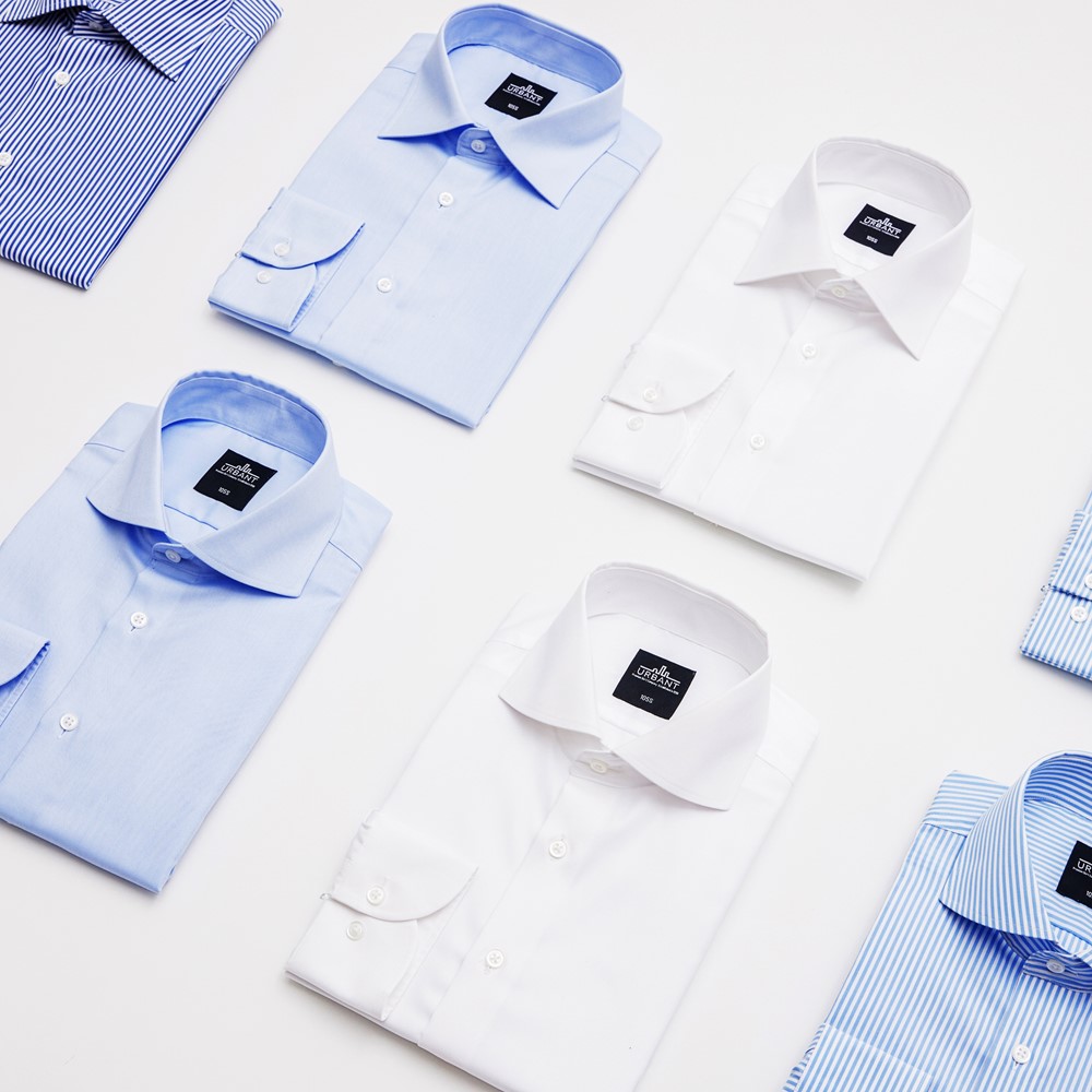 어반트 셔츠 남성 화이트 블루 와이셔츠 정장 링클프리 다림질 필요없는 드레스 셔츠 제품 이미지