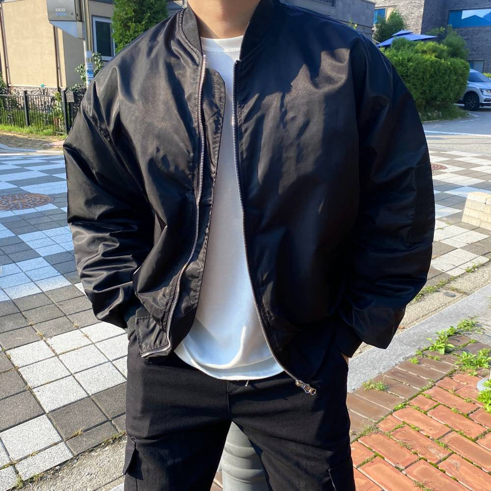 오버핏 크롭 항공점퍼 공항점퍼 블루종 이미지 2