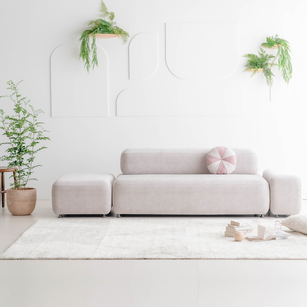 (희망일배송) 몽쉘 모듈형 기능성 조야 패브릭 소파 핑크믹스, 2인용