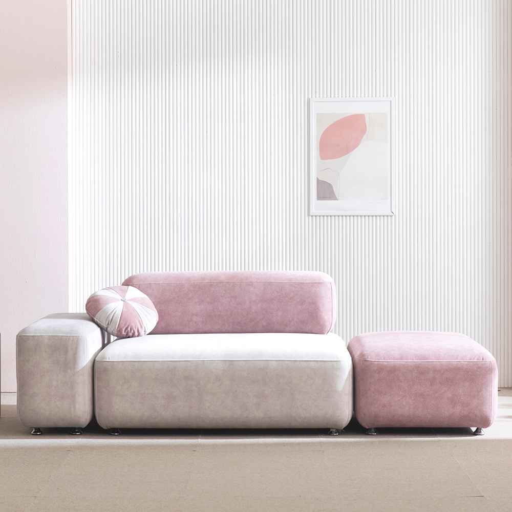 (희망일배송) 몽쉘 모듈형 기능성 조야 패브릭 소파 핑크믹스, 2인용