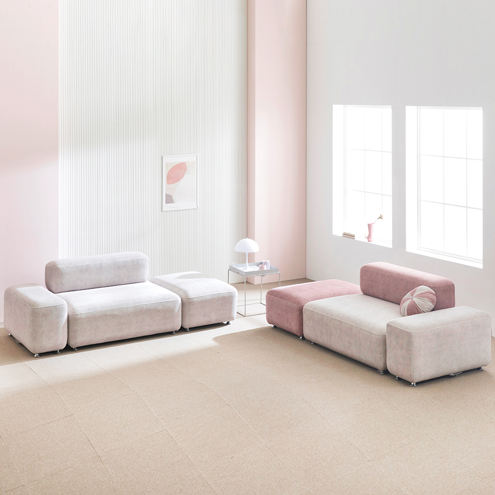 (희망일배송) 몽쉘 모듈형 기능성 조야 패브릭 소파 핑크믹스, 2인용