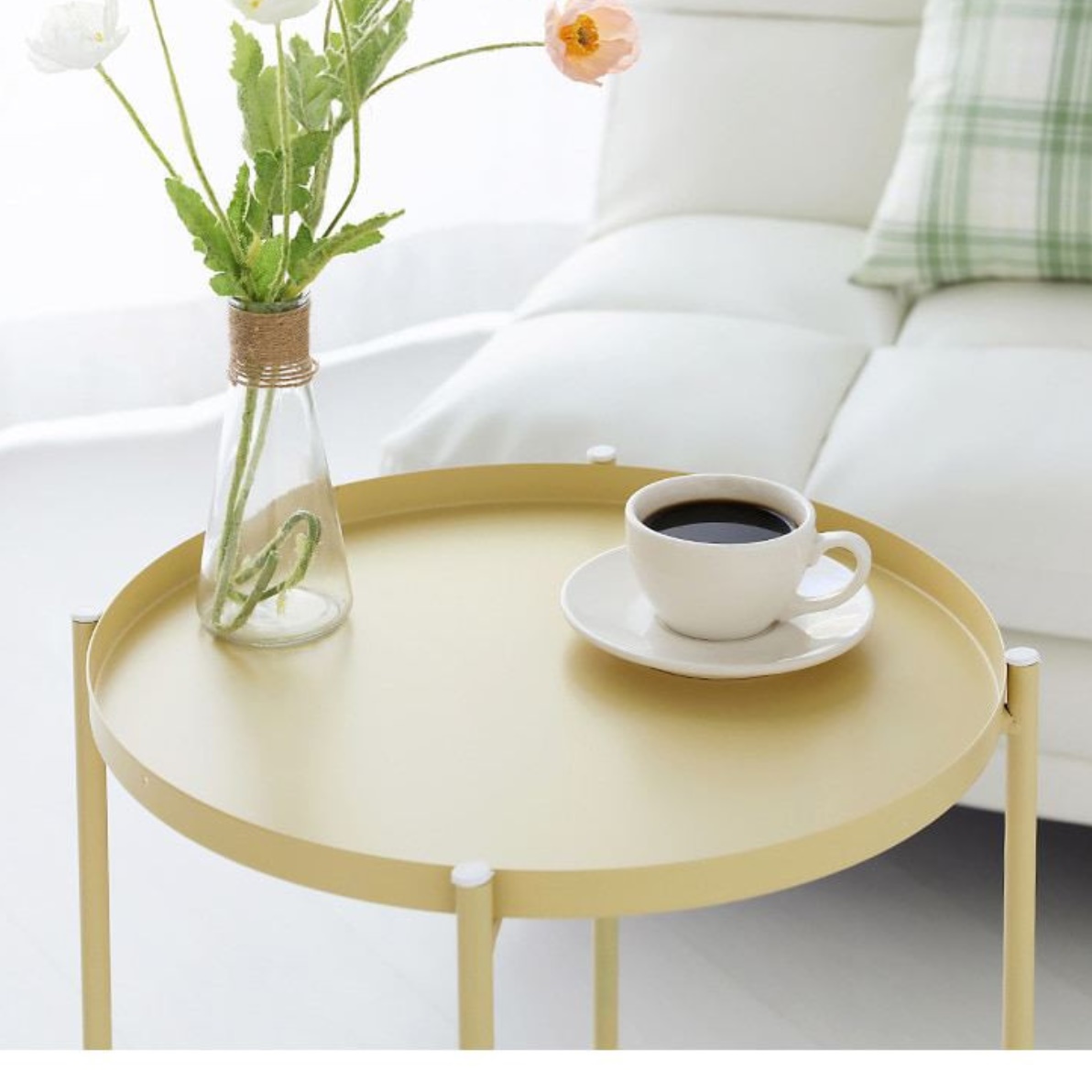 얇은 테이블 소파 틈새 선반 슬림 테이블 높은 사이드 테이블 