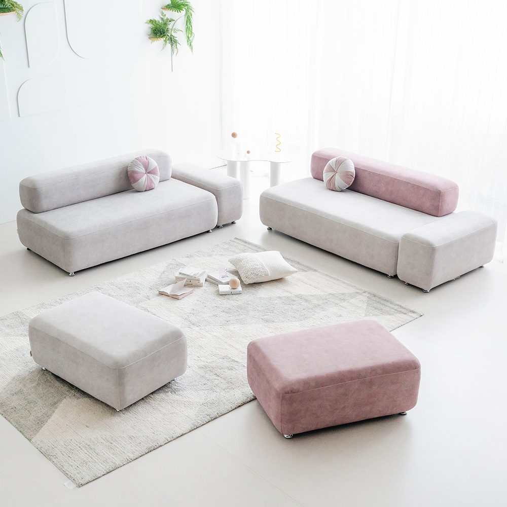 (희망일배송) 몽쉘 모듈형 기능성 조야 패브릭 소파 핑크믹스, 2인용