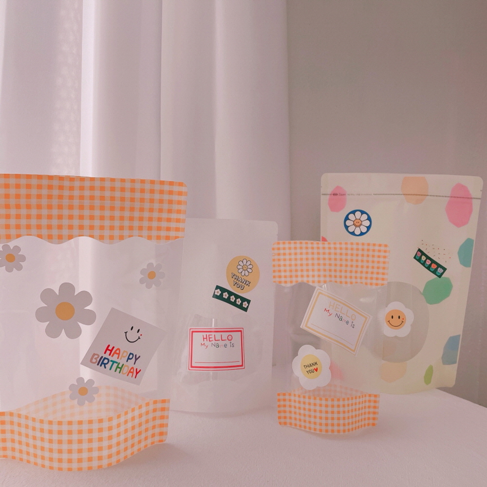 구디백 포장 지퍼백 답례품 어린이집 빼빼로 선물 양말 간식 봉투 노랑체크s 이미지 4