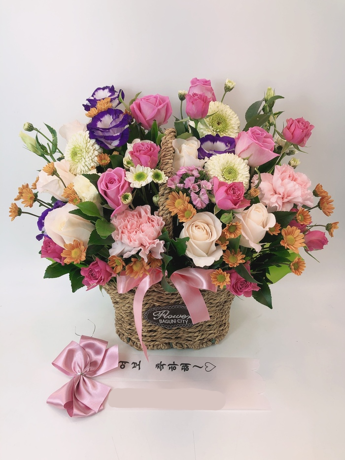 핑크 꽃바구니 승진 팔순 칠순 와인 케이크 배달 서비스 축하 선물 꽃다발 꽃배달 당일배송