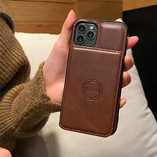 카드 케이스 가죽 지갑 범퍼 카메라보호 다크브라운, 아이폰13 프로 맥스 - 상품 이미지