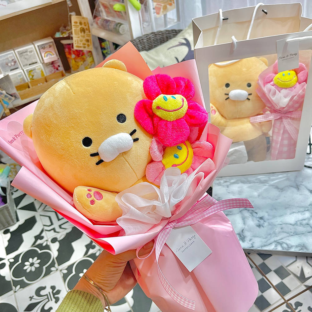 춘식이 2송이 인형꽃다발 학사모 졸업식 여자친구 - 상품 이미지