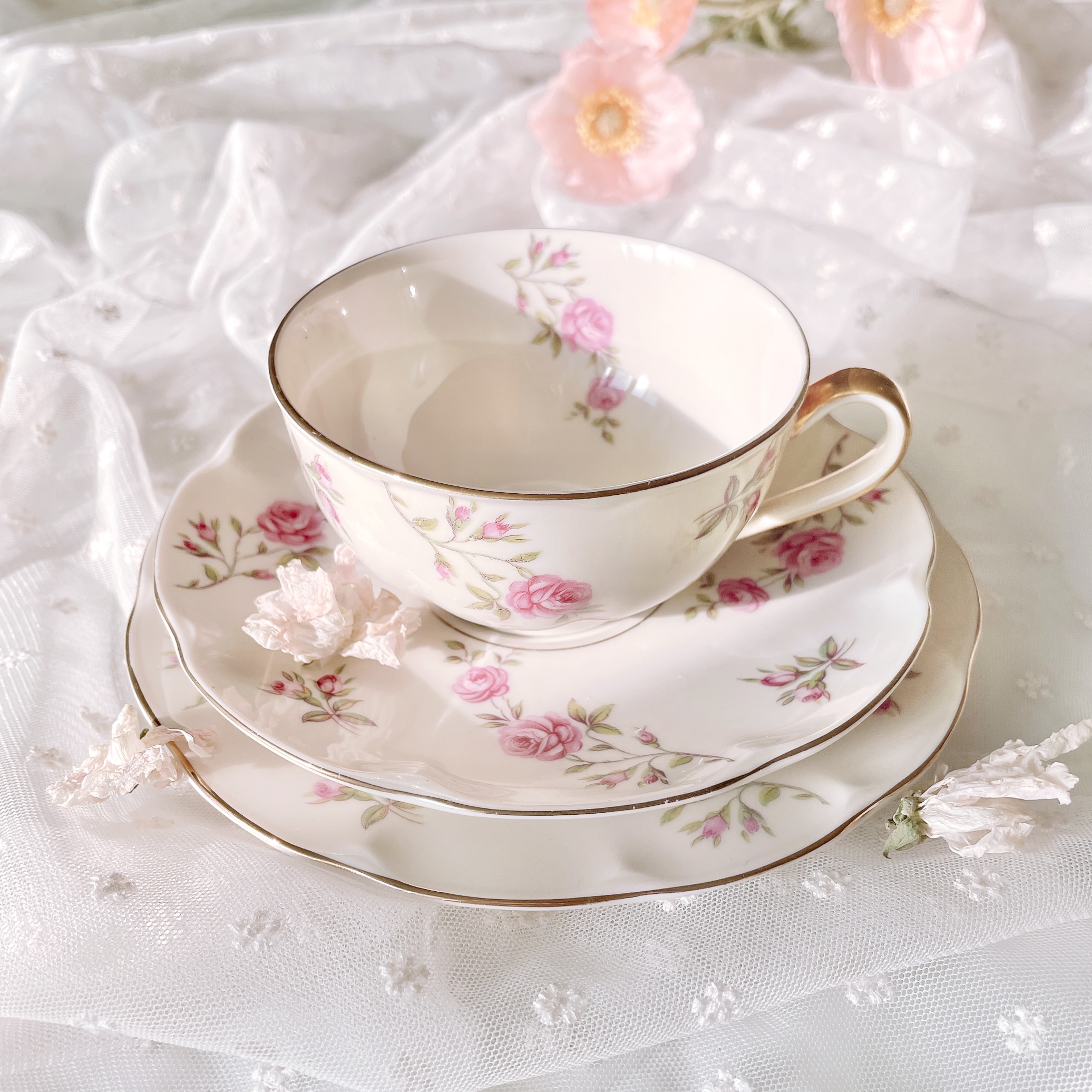 하빌랜드 델라웨어 빈티지찻잔 로즈가든 명품 앤틱 커피잔 세트