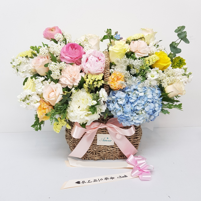 대형 꽃바구니 생화 기념일 여자친구 출산 생일 생신 칠순 팔순 퇴임 꽃배달 꽃배송 꽃구독 - 상품 이미지
