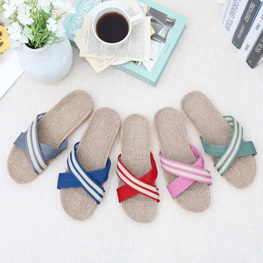 층간소음 실내화 커플 실내 거실 슬리퍼 발편한 여름 거실화 라탄 eva 룸슈즈 투톤 베이직 레드