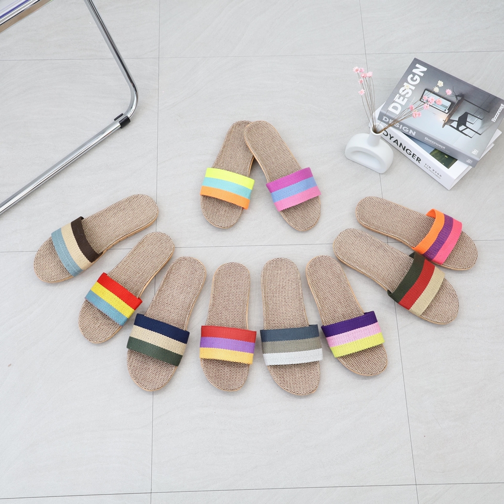 커플 여름슬리퍼 여성 남성 왕골 라탄 슬리퍼 발편한 실내화 삼선 여성001