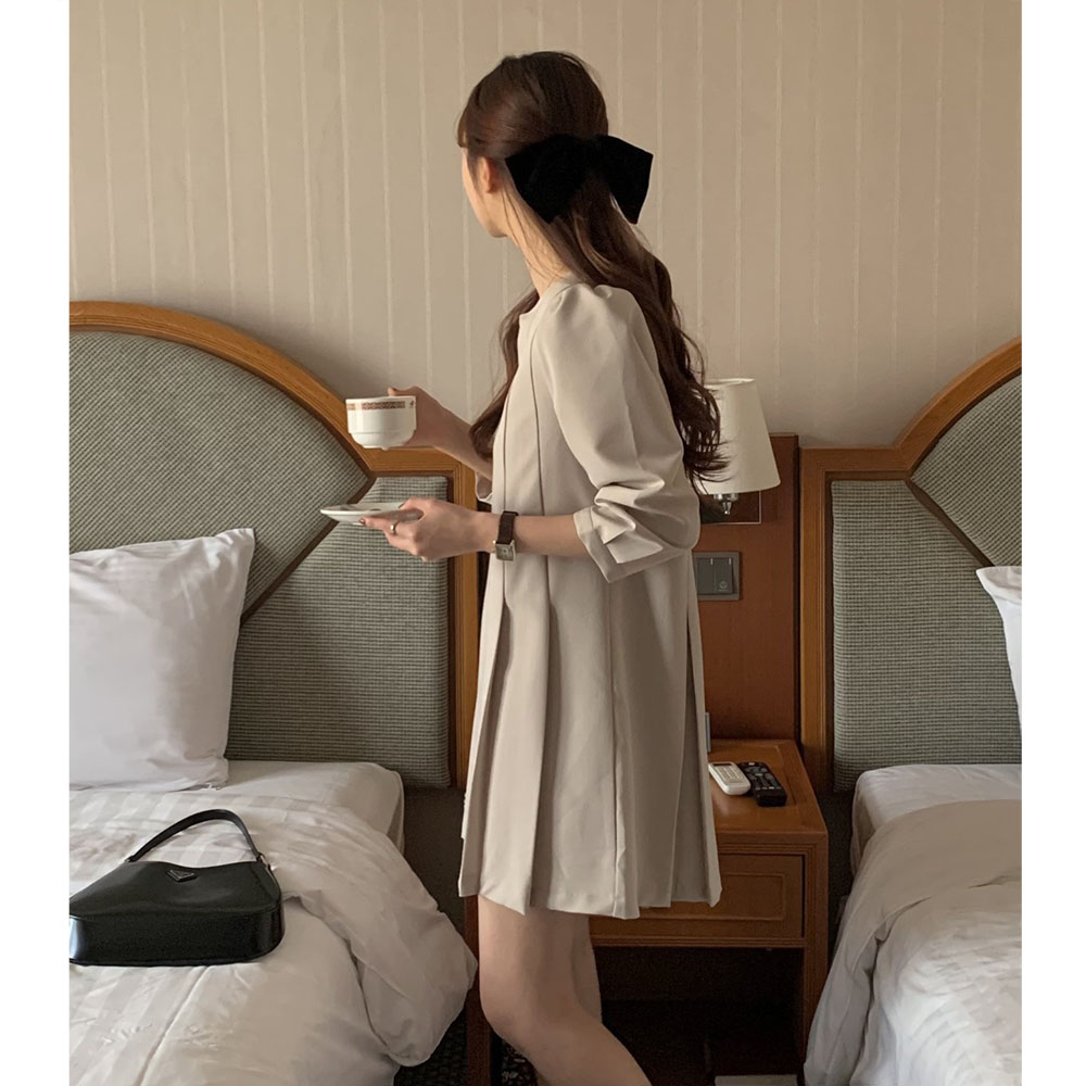 오버무드 여성 봄신상 퍼프 러블리 핀턱 플리츠 a라인 하객룩 미니 원피스 3color - 상세 이미지 5