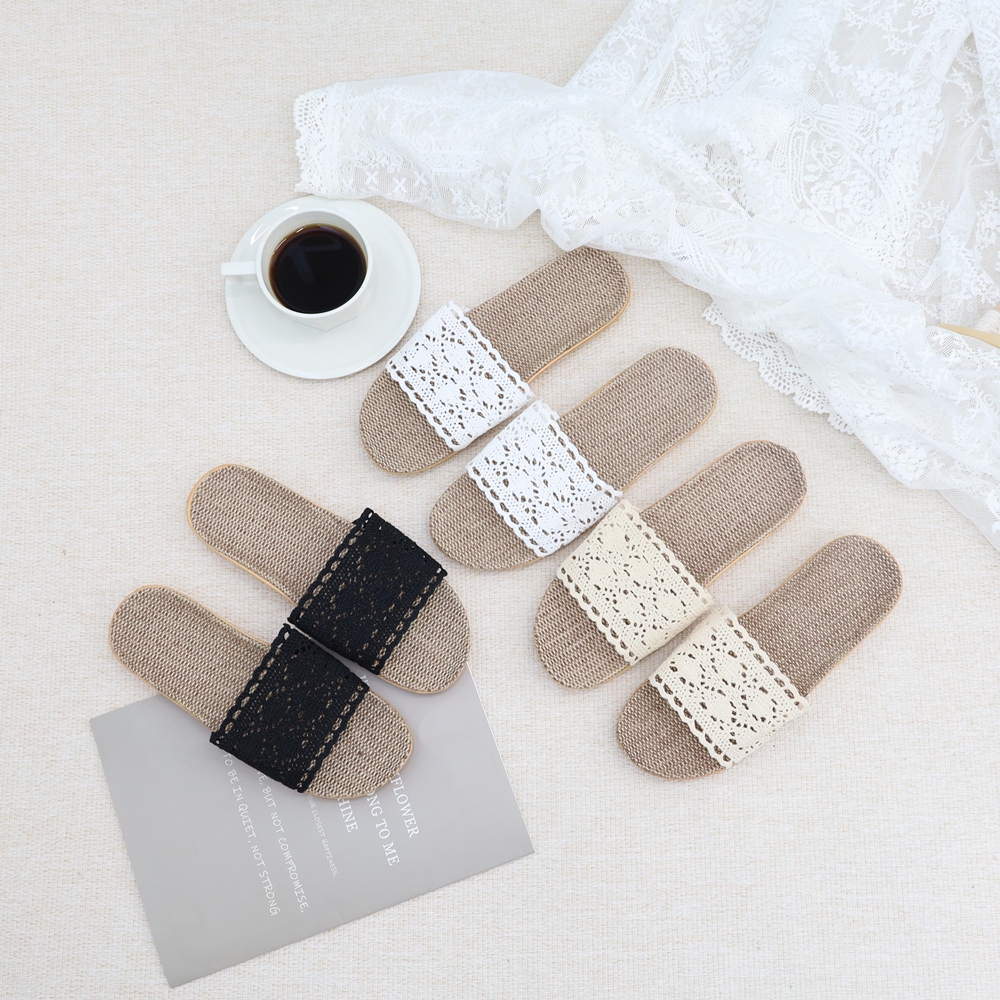 여성 여름슬리퍼 발편한 왕골 라탄 슬리퍼 실내화 코사지 포인트 레드