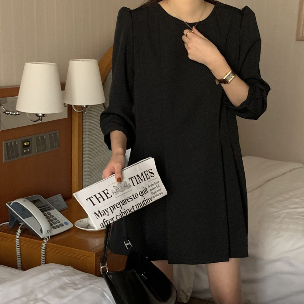 오버무드 여성 봄신상 퍼프 러블리 핀턱 플리츠 a라인 하객룩 미니 원피스 3color - 상세 이미지 3