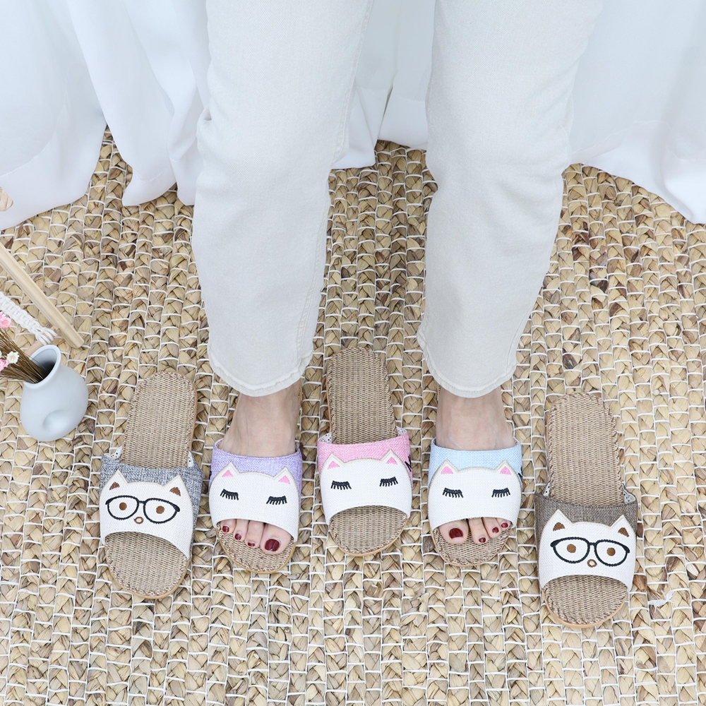 커플 여름슬리퍼 여성 남성 왕골 라탄 슬리퍼 발편한 실내화 삼선 여성001