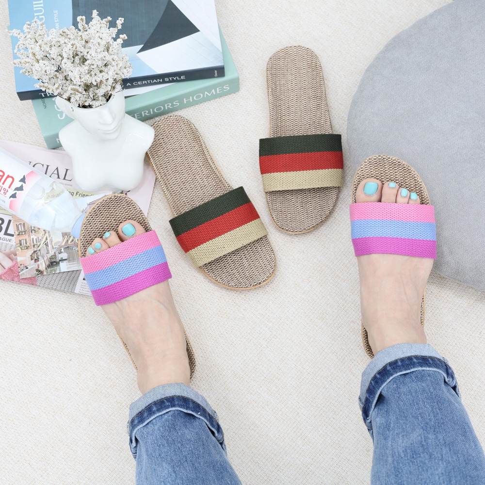 커플 여름슬리퍼 여성 남성 왕골 라탄 슬리퍼 발편한 실내화 삼선 여성001
