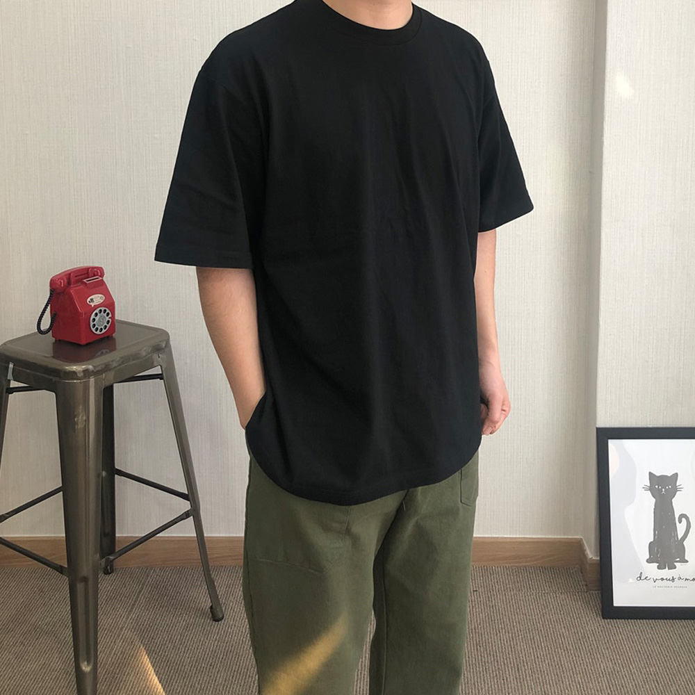 2+1 무지 남자반팔티 오버핏 티셔츠 레이어드 면티 이미지 3