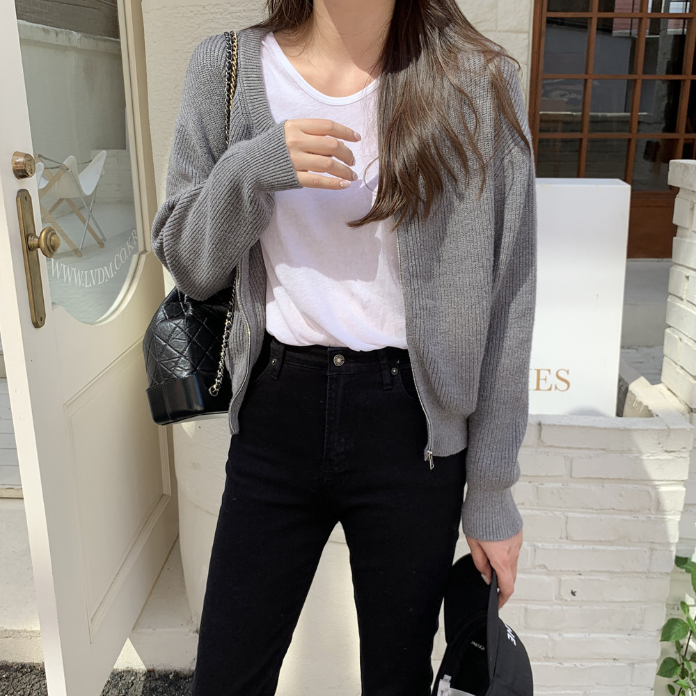 루즈핏 골지 캐시미어 크롭가디건 숏 여자 니트 집업 여성 카디건 니트가디건 가을 간절기