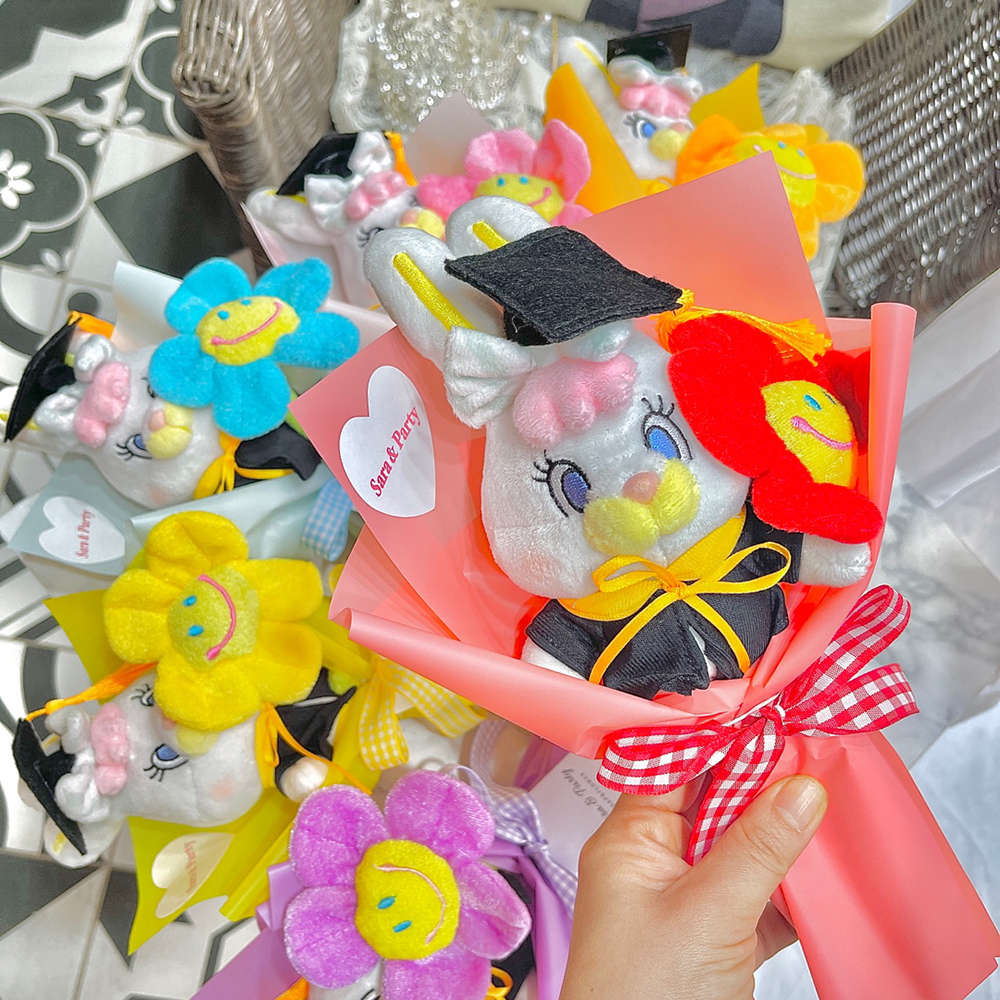 미니꽃다발 학사모 리코 토끼 인형 꽃다발 졸업식 이미지 6