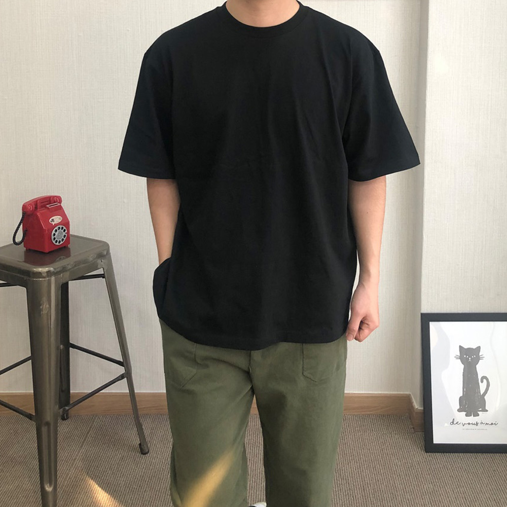 2+1 무지 남자반팔티 오버핏 티셔츠 레이어드 면티 이미지 2