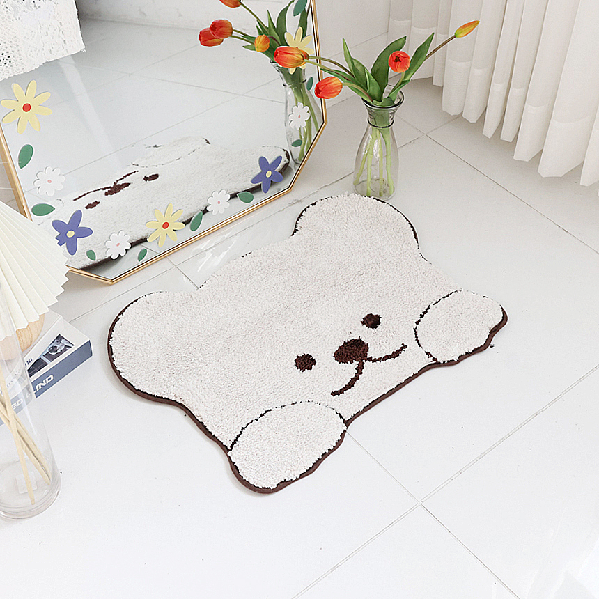 자체제작 귀여운 곰돌이 발매트 주방 현관 매트 미니 러그제작 생일 선물 2color