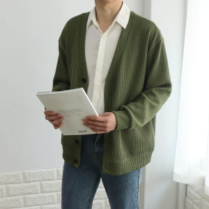 남자오버핏가디건 골지 커플 공용 가디건 착용 후기 | 사이즈/핏 총정리 - 상품 이미지 1