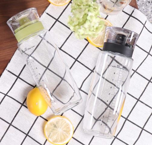 시노글라스 새지않는 유리 오일병 양념병 300ml 실리콘뚜껑 밀폐 눈금 미니 1p - 상세 이미지 2