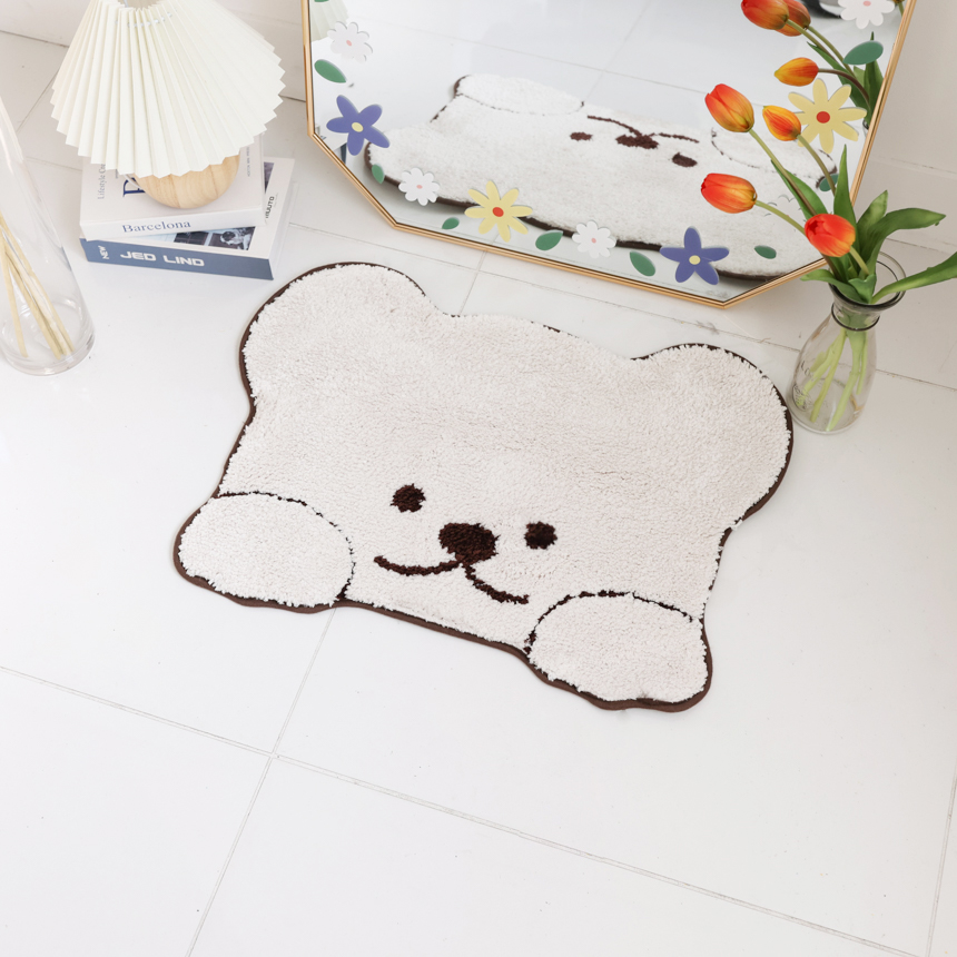 자체제작 귀여운 곰돌이 발매트 주방 현관 매트 미니 러그제작 생일 선물 2color