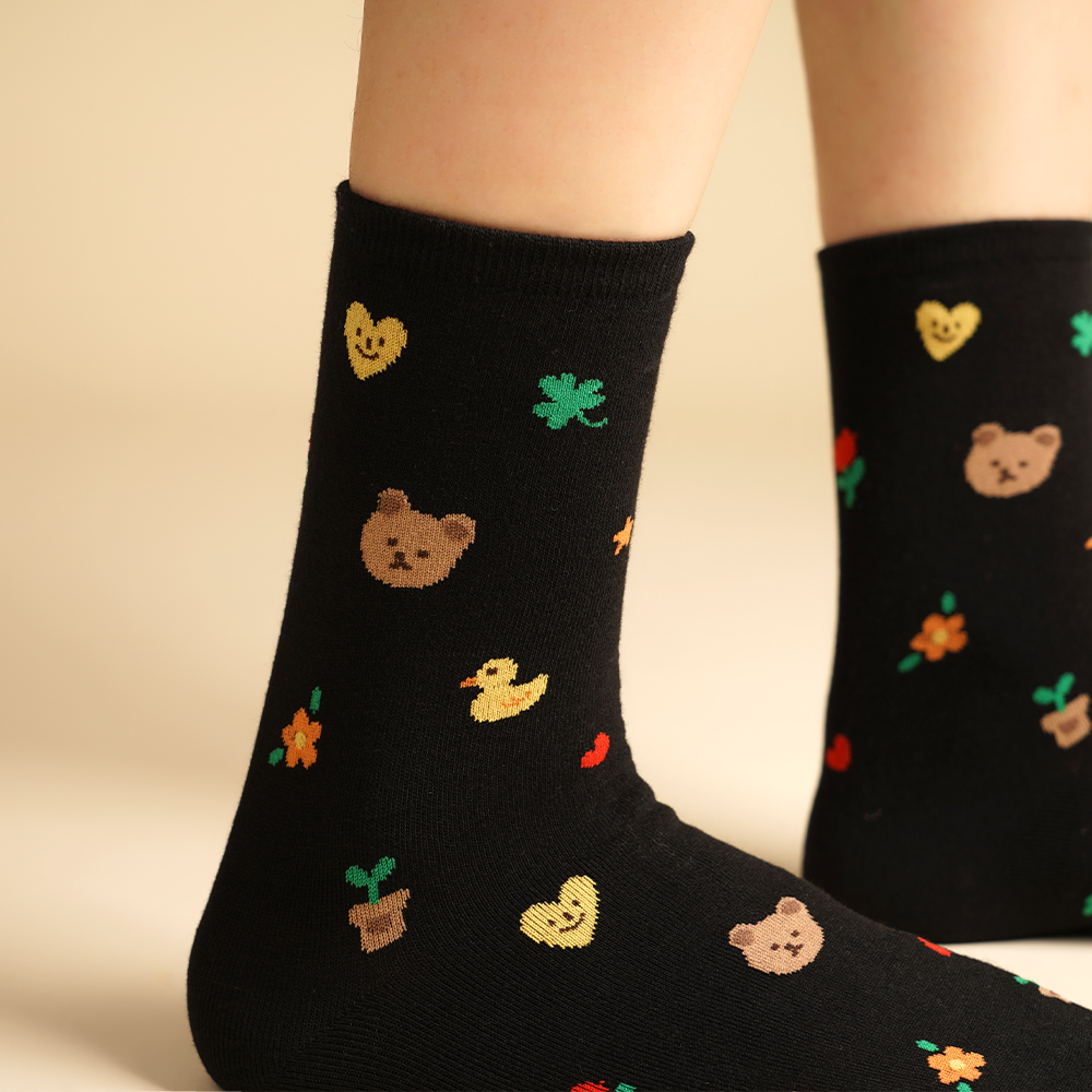 삭피엔스 여자 패션 양말 해피 베어 5color