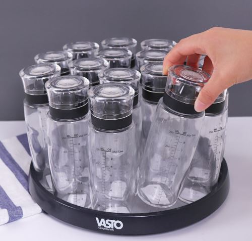 시노글라스 새지않는 유리 오일병 양념병 300ml 실리콘뚜껑 밀폐 눈금 미니 1p - 상세 이미지 3