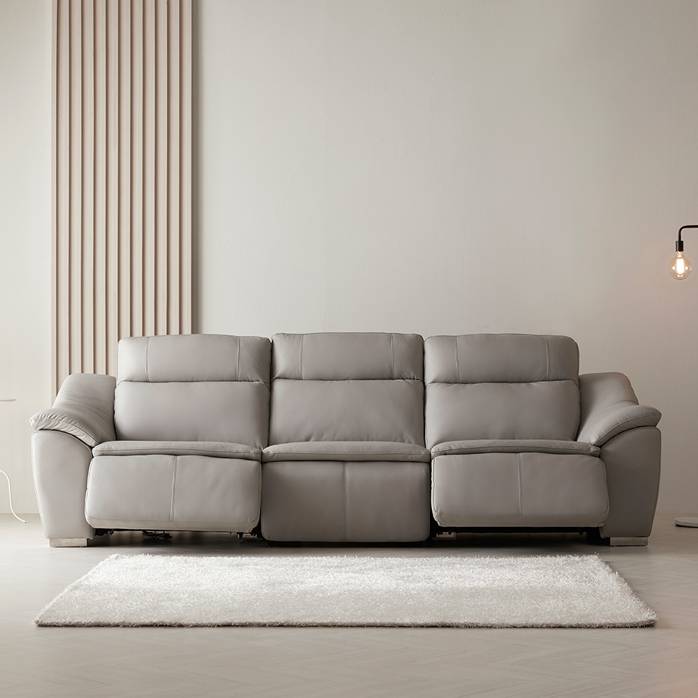 스코나 마티스 천연 황소 면피 통가죽 4인 전동 리클라이너 소파