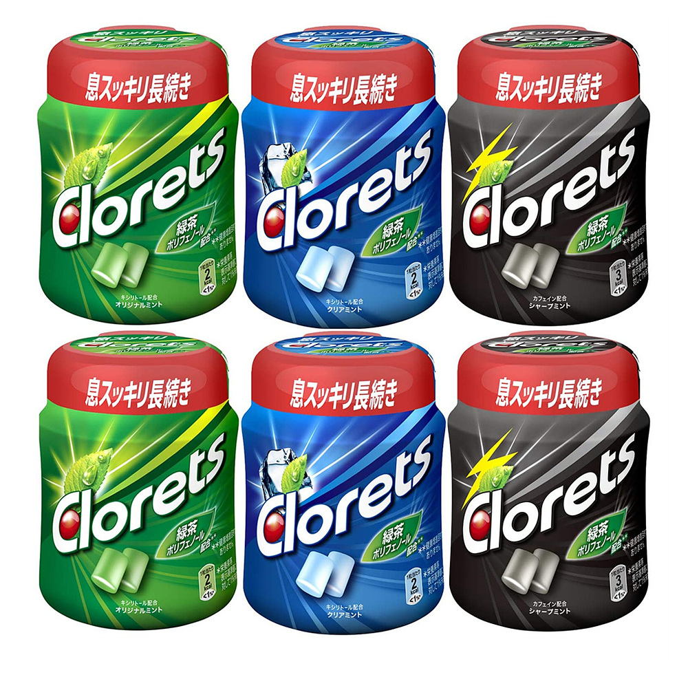 Clorets 일본 클로렛츠 아소트 민트 껌 140g 3종류 6팩 - 상품 이미지