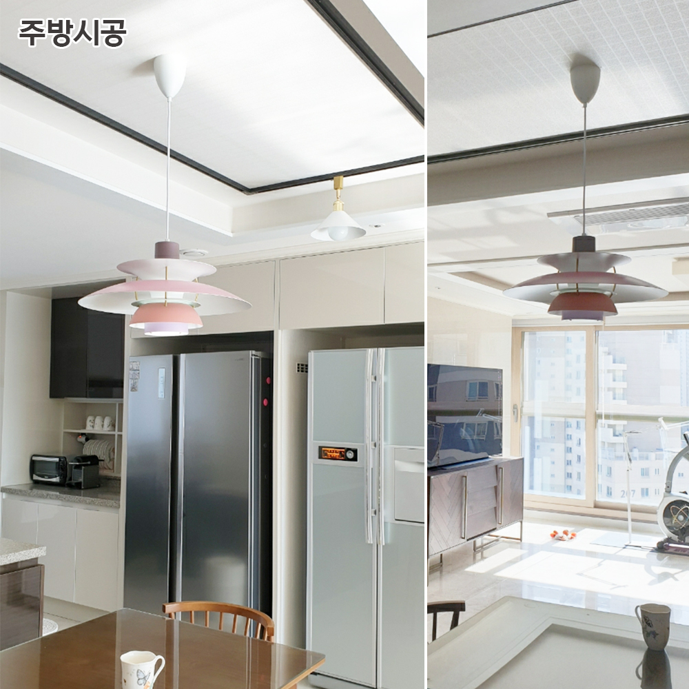 라인조명 펜던트 루벤1등 화이트핑크 50cm - 상세 이미지 2