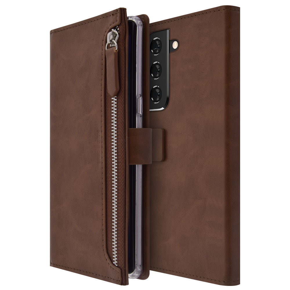 갤럭시 S22 지갑형 다이어리 휴대폰 케이스 브라운 - 상품 이미지