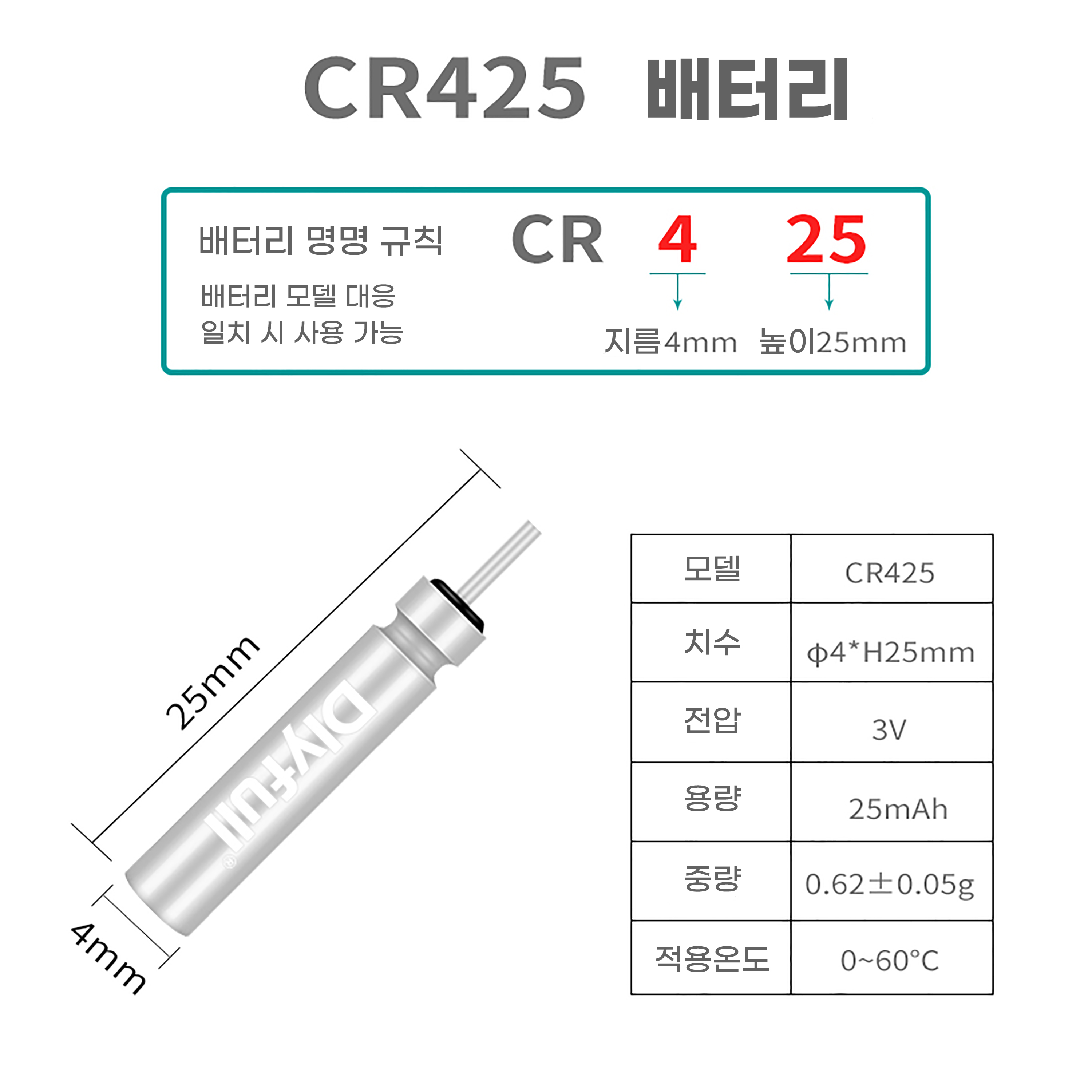 CR425 전자찌 배터리 DLYFULL 입질 감지기 어신 전자케미 50개 - 상세 이미지 3