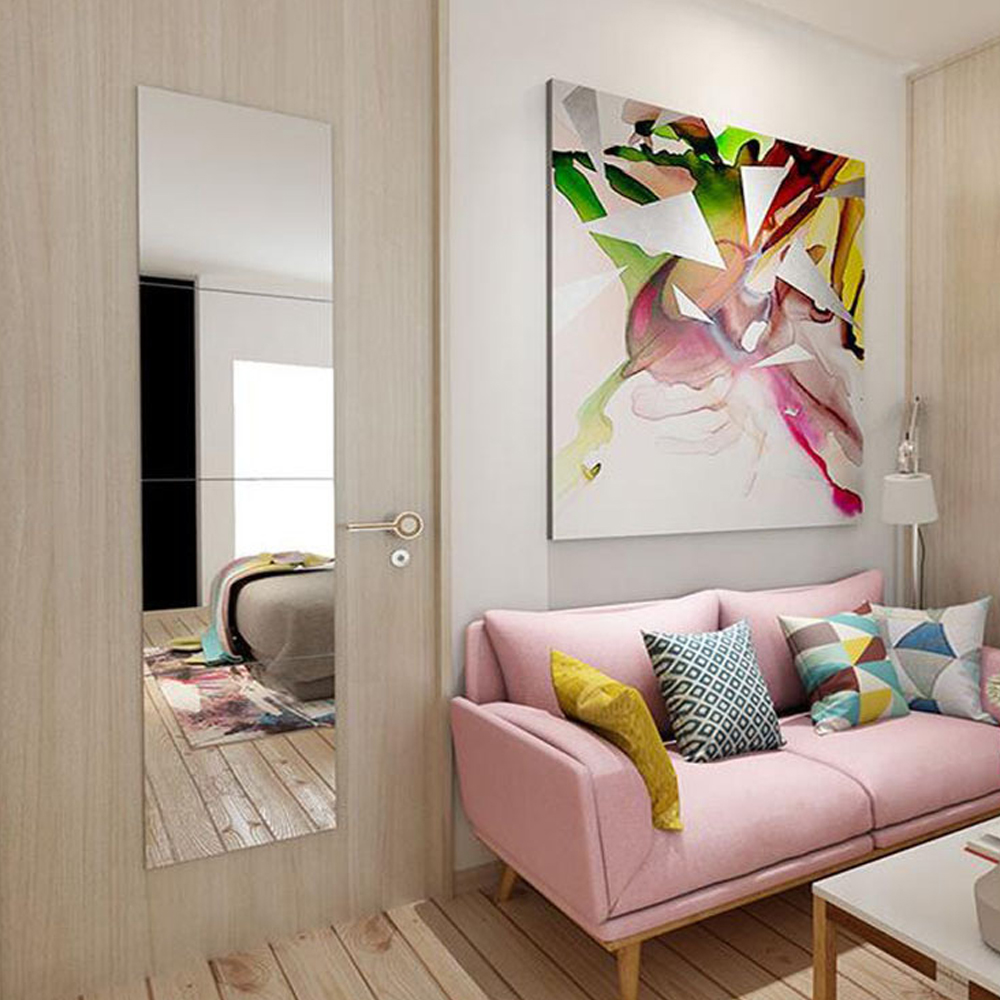 2mm 고급 아크릴거울 라운드형 20X20 무타공 안전 화장대 욕실 현관 붙이는 거울