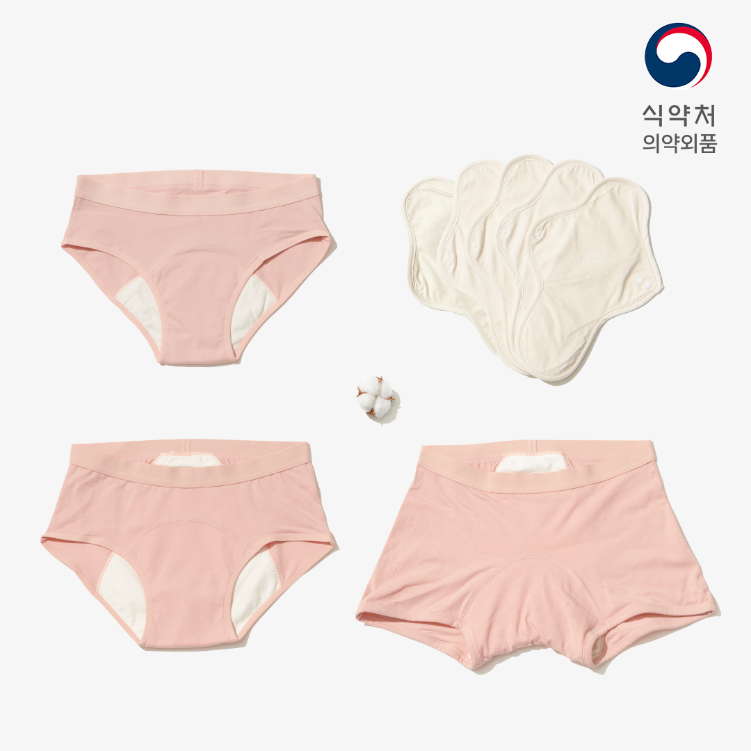 [SET]싸이클린 생리팬티 오가닉속옷 팬티생리대 입는오버나이트 식약처허가 초등 초경선물 - 상품 이미지