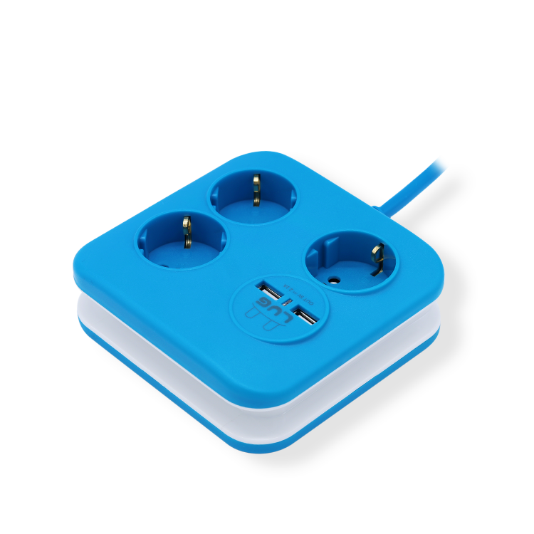 러그박스 납작 멀티탭 플러그 USB 디자인 큐브 납작한 멀티 콘센트 사각 1.4m 뉴레드 - 상세 이미지 2
