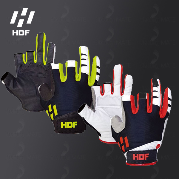 해동조구사 HDF 엑스트라 3컷 낚시장갑 바다선상 원투 루어피싱글러브 블랙형광 M HB-353 - 상품 이미지