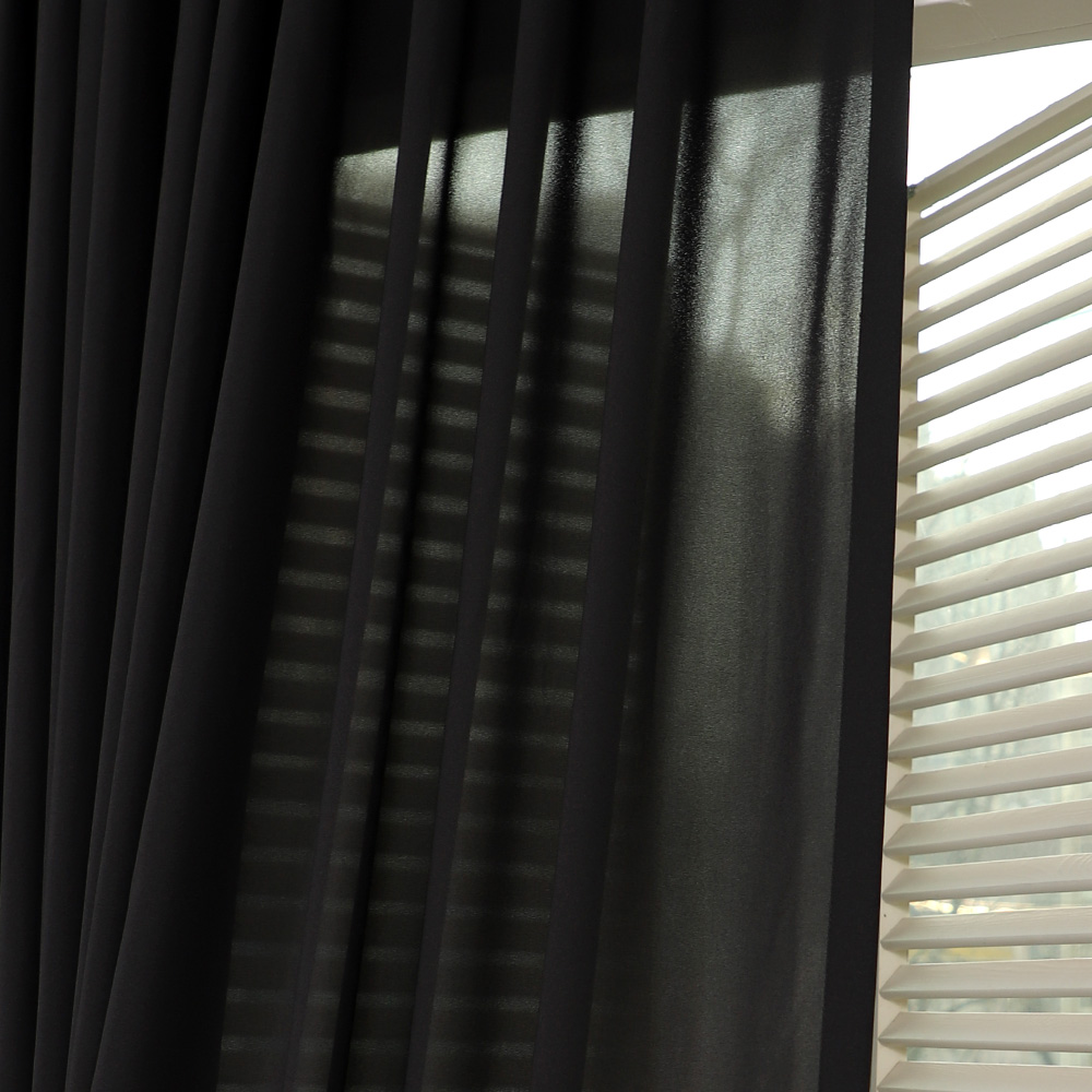[맞춤] AMZ 블랙 쉬폰 투주름 나비주름 (광폭 이음새 없는 국내산)-사계절용 속커튼의 품위있고 차분한 쉬폰 블랙